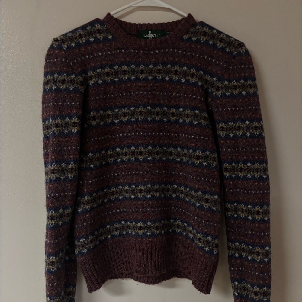 jcpenney Women's Maroon Fair Isle Crewneck Sweater